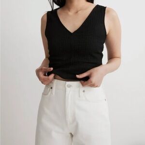Madewell Black V-Neck Cropped Tank size large